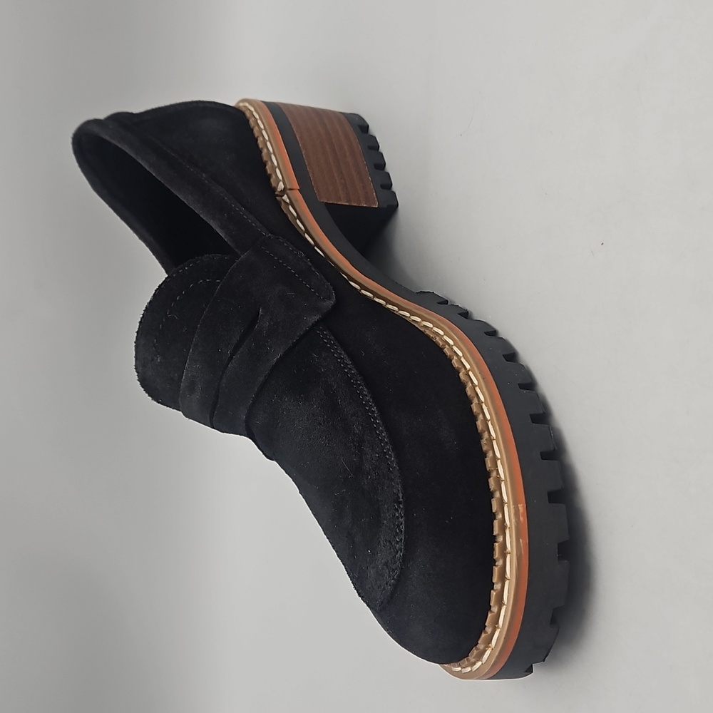 Bertuchi Leather Sock Black Heeled Loafer Mule Women 9 40 Suede - Picture 6 of 15